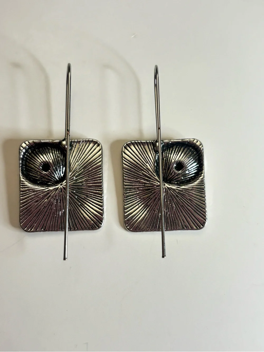 Modern Mixed Metal Flower Dangle Earrings - Silver & Copper Tone